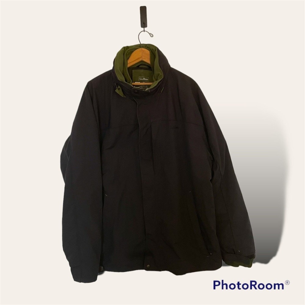 L.L. Bean Men's Black Ski & Snowboard Jacket with Olive Green Lining